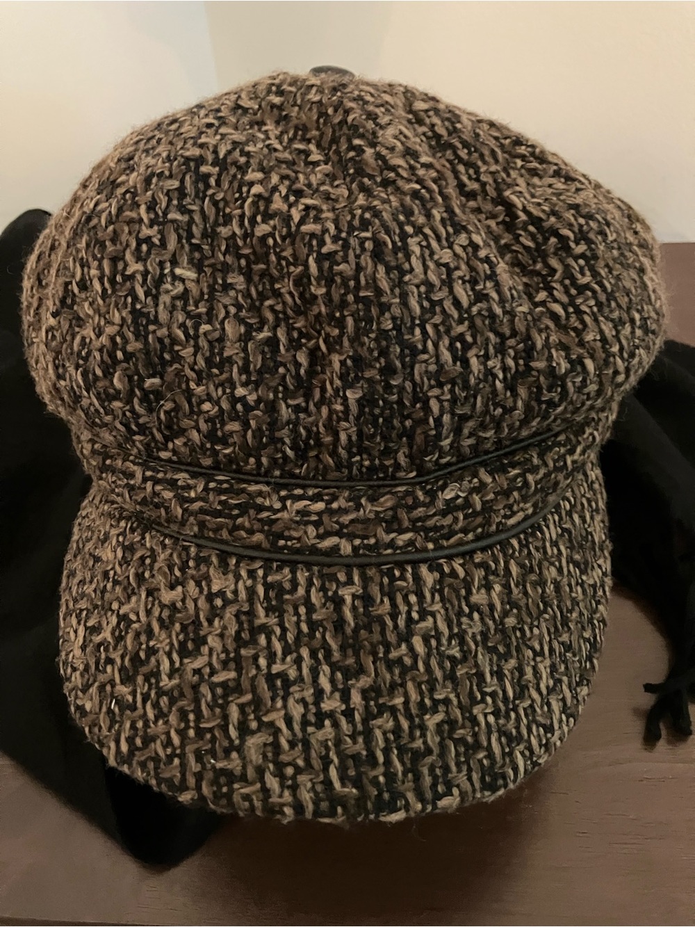 Unbranded Tweed Women’s Newsboy Cap Baker Boy Hat Black Brown Knit One Size Y2K